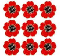 Spilla smaltata a forma di papavero rosso, 9 pezzi, decorazione per | Spilla leggera a forma di fiore aggiunge un tocco significativo a giacche, cappotti, cappelli, sciarpe, borse e zaini