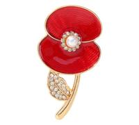 Spilla smaltata a forma di papavero rosso con scritta "Never Forget", regalo commemorativo per la festa dei veterani