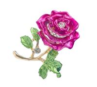 Spilla smaltata a forma di pianta di rosa in lega badge accessorio di moda per zaino e decorazione del cappello quotidiano tempo libero percorsi spilla in lega rosa, Taglia unica, come descritto