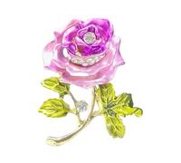 Spilla smaltata a forma di pianta di rosa in lega badge accessorio di moda per zaino e decorazione del cappello quotidiano tempo libero percorsi spilla in lega rosa, Taglia unica, come descritto