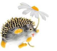 Spilla smaltata a forma di riccio con margherita, stile classico britannico, finitura lucida, 3,6 x 3,2 cm, accessori per gioielli, abbigliamento, decorazione, bavero, camicia, borsa, cartone animato