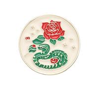 Spilla smaltata a forma di serpente con rosa/zucca 2025, buona sorte, in metallo, non sbiadisce, per appassionati di moda festival