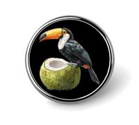 Spilla smaltata a forma di tucano, e cocco, ideale per bavero, zaini e cappelli, carina e divertente, 2,5 cm.
