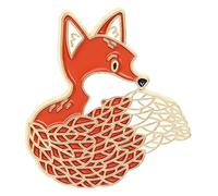 Spilla smaltata a forma di volpe, gatto, orso, riccio per borsa, risvolto - distintivo animale dei cartoni animati, Klein, Metallo non prezioso