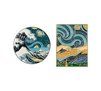 Spilla smaltata artistica - Set di 2 spille da donna all'ingrosso per abiti, cappelli, borse e accessori - Regali fantasy per donne e uomini (Kanagawa Okita)