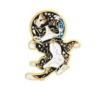 Spilla smaltata astronauta gatti zodiacali accessori gioielli moda cieli stellati gatti distintivo accessori, Misura unica, come descritto