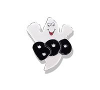 Spilla smaltata Boo Halloween per donne ragazze uomini moda carino fantasma demone rotondo strass spille distintivi spille da bavero divertente vacanza festival ornamento cappello borsa vestito