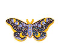 Spilla smaltata celeste Luna Moth - Spilla smaltata viola e blu con fasi lunari viola e blu, spilla con stelle e ali di luna crescente per gli amanti della natura, appassionati di astronomia - 2 cm x