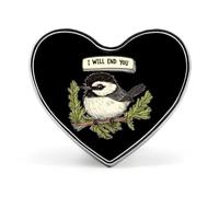 Spilla smaltata "Chickadee Will End You" a forma di cuore, carina e divertente, ideale per zaini e cappelli, 2,5 cm.