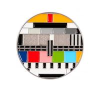 Spilla smaltata classica con scheda di prova TV retrò, design televisivo, color oro, 2,8 x 2,8 cm