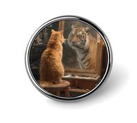 Spilla smaltata con autoritratto di gatto e tigre, spilla da bavero, distintivo, bottone per zaini e cappelli, carina e divertente, 2,5 cm