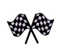 Spilla smaltata con bandiera da corsa, serie Motorsport, spilla a scacchiera bianca e nera, spilla per zaino, accessorio per gli appassionati di auto da corsa, per uomini e donne, Metallo, Nessuna