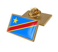 Spilla Smaltata Con Bandiera Della Repubblica Democratica Del Congo, Spilla A Olio Con Gocce Di Cristallo, Distintivi Della Bandiera Mondiale, Accessori Per Sciarpe Di Abbigliamento Spilla Art Déco