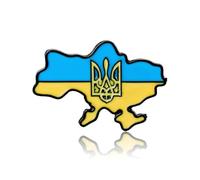 Spilla smaltata con bandiera dell'Ucraina, emblema nazionale ucraino, a forma di scudo a forma di tridente, accessori per gioielli per uomini e donne, senza pietra preziosa, Nessuna pietra preziosa
