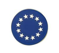 Spilla smaltata con bandiera dell'Unione europea, 2,4 x 2,4 cm, rotonda, blu e oro, spilla con emblema UE per giacca, cappello o borsa, souvenir e regalo dell'unità europea
