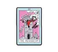 Spilla smaltata con carta dei tarocchi del Patriarcato, 3 cm x 2 cm, accessorio in metallo per collezionisti di moda alternativa