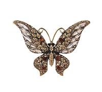 Spilla smaltata con cristalli per donne e ragazze, a forma di farfalla, grande spilla natalizia con strass scintillanti, spilla per sciarpa, Metallo, Zirconia cubica