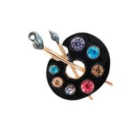 Spilla smaltata con cristallo scintillante in tavolozza dell'artista Design liscio colorato unisex accessorio moda lega di zinco gioielli artista tavolozza spilla design, Misura unica, come descritto