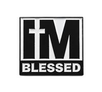 Spilla smaltata con croce cristiana I'm Blessed, 2,4 cm x 3 cm, in bianco e nero, con scritta in lingua inglese "I'm Blessed", spilla in metallo per giacche, borse, cappelli, regali in chiesa