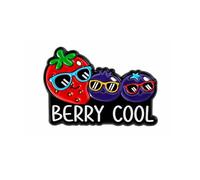 Spilla smaltata con fragole e mirtilli Berry Cool 3 x 2 cm - Divertente spilla da bavero con frutta che indossa occhiali da sole - Simpatico regalo per giacche, borse e zaini