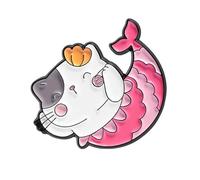 Spilla smaltata con gatti e sirene, adorabile gioiello a forma di animale, per zaini, giacche, compleanni, celebrazioni, sirene, gatti, Misura unica, come descritto
