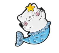 Spilla smaltata con gatti e sirene, adorabile gioiello a forma di animale, per zaini, giacche, compleanni, celebrazioni uniche