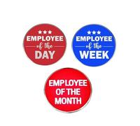 Spilla smaltata con scritta "Employee of the Month Week Day", 3 pezzi