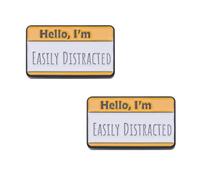 Spilla smaltata con scritta "Hello I'm easily distracted", divertente timbro ispiratore, per donne e ragazze, unisex, rettangolare, con lettere, spille da bavero, gioielli, regalo per zaini
