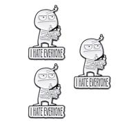 Spilla smaltata con scritta "I Hate Everyone", a forma di elefante bianco, regalo per donne e uomini, Lega di acciaio, Nessuna pietra preziosa