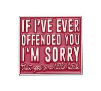 Spilla smaltata con scritta "If I 've Ever Offended You I'm Sorry", divertente spilla umoristica per adulti, regalo sarcastico (3,3 x 3,2 cm)
