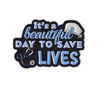 Spilla smaltata con scritta "It's a Beautiful Day to Save Lives" per infermieri e medici, per zaini e cappotti