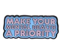 Spilla smaltata con scritta "Make Your Mental Health a Priority Matters Awareness Anxiety Depression Mind Brain", 3 cm, 1.2 Inches, Smalto, Smaltato