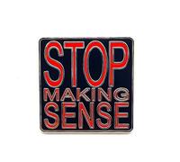 Spilla smaltata con scritta "Stop Making Sense", serie letteratura, placcata, per abbigliamento, borse e cordini