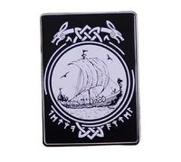 Spilla smaltata con simbolo delle rune della nave vichinga, nave lunga nave da longship, simbolo delle rune, Vegvisir, bussola norrena, dio Odino, mitologia celtica, Valhalla, 3 cm, 1.2 Inches Tall,