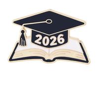 Spilla smaltata con spilla di sicurezza a tema anno 2026, che simboleggia la conoscenza e il successo per la laurea e la spilla di laurea, Einheitsgröße, come descritto
