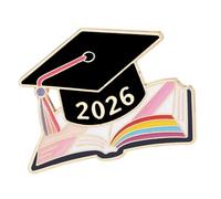 Spilla smaltata con spilla di sicurezza a tema anno 2026, che simboleggia la conoscenza e il successo per la laurea e la spilla di laurea, Einheitsgröße, come descritto