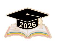 Spilla smaltata con spilla di sicurezza a tema anno 2026, che simboleggia la conoscenza e il successo per la laurea e la spilla di laurea, Einheitsgröße, come descritto