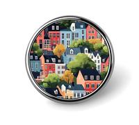 Spilla smaltata con stampa di città dei cartoni animati, per zaino, cappotto, cappello, borse, distintivi, divertenti e unici, accessori per gioielli alla moda per donne e uomini