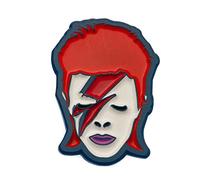 Spilla smaltata David Bowie (design Aladdin Sane), 3,2 cm x 2,3 cm, prodotto ufficiale, Misura unica, smalto, metallo, argento, Nessuna pietra preziosa