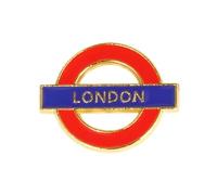 Spilla smaltata della metropolitana di Londra, 2,5 cm x 2 cm, spilla rotonda rossa e blu con finiture dorate, spilla da bavero a tubo di Londra per vestiti, cappelli, zaini, collezionisti e souvenir