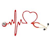 Spilla smaltata ECG personalizzata - battito cardiaco stetoscopio spilla, Klein, Metallo non prezioso