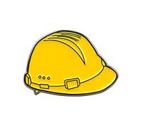 Spilla smaltata gialla per elmetto di sicurezza, design casco di sicurezza, spilla in metallo con finitura gialla brillante, chiusura sicura, accessorio da collezione ispirato all'abbigliamento da