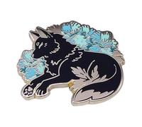 Spilla smaltata lupo di rame: spilla personalizzata punk luna scheletone sonno animale per risvolti, normale, Metallo non prezioso