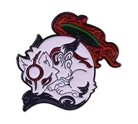 Spilla smaltata lupo di rame: spilla personalizzata punk luna scheletone sonno animale per risvolti, normale, Metallo non prezioso