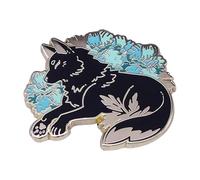 Spilla smaltata lupo di rame: spilla personalizzata punk luna scheletone sonno animale per risvolti, normale, Metallo non prezioso