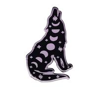 Spilla smaltata lupo di rame: spilla personalizzata punk luna scheletone sonno animale per risvolti, normale, Metallo non prezioso