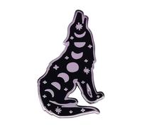 Spilla smaltata lupo di rame: spilla personalizzata punk luna scheletone sonno animale per risvolti, normale, Metallo non prezioso