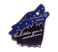 Spilla smaltata lupo di rame: spilla personalizzata punk luna scheletone sonno animale per risvolti, normale, Metallo non prezioso