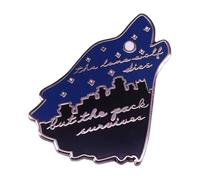 Spilla smaltata lupo di rame: spilla personalizzata punk luna scheletone sonno animale per risvolti, normale, Metallo non prezioso