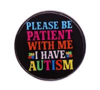 Spilla smaltata multicolore con scritta in lingua inglese "Please be patient with me" I have autism, a forma di puzzle, accessorio per la consapevolezza dell'autismo, idea regalo, Metallo